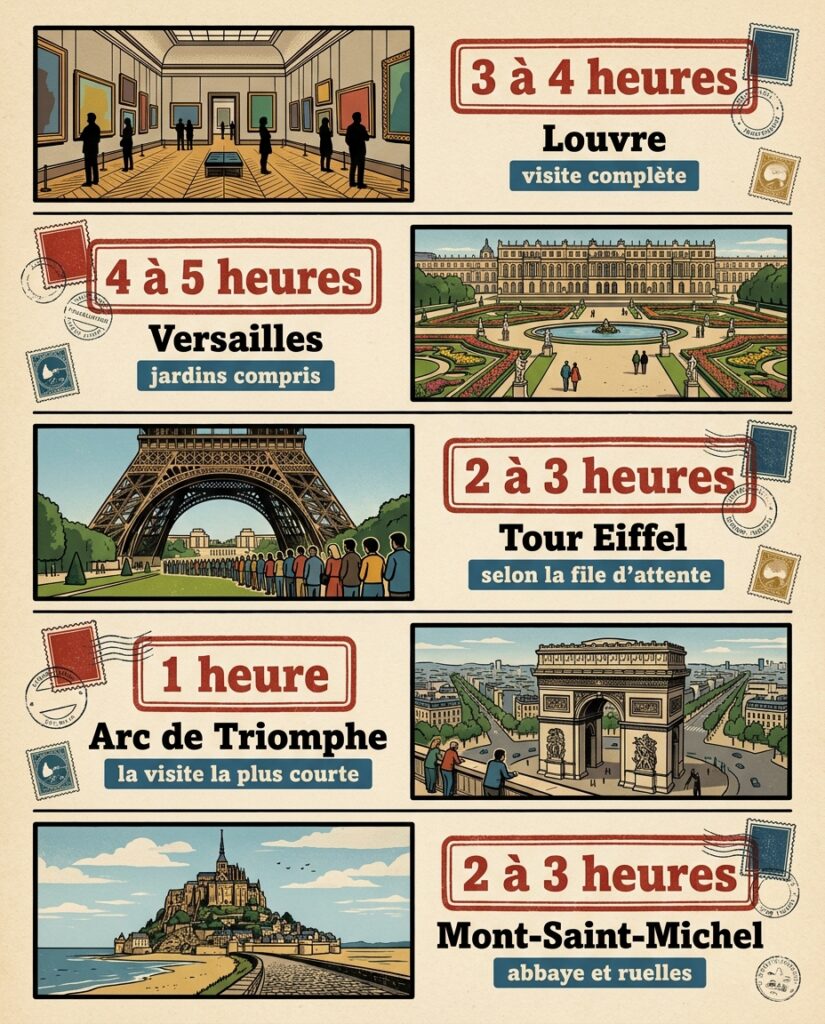 Infographie : conseils d'organisation, durée recommandée et astuces pour une visite sereine sans stress