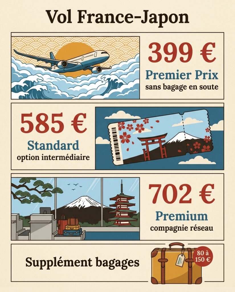 Infographie : tarifs des vols France-Japon et stratégies d'achat en 2026