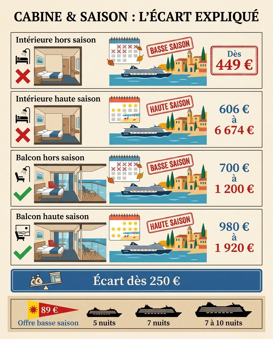Infographie : guide des prix et durées disponibles pour une croisière en Méditerranée