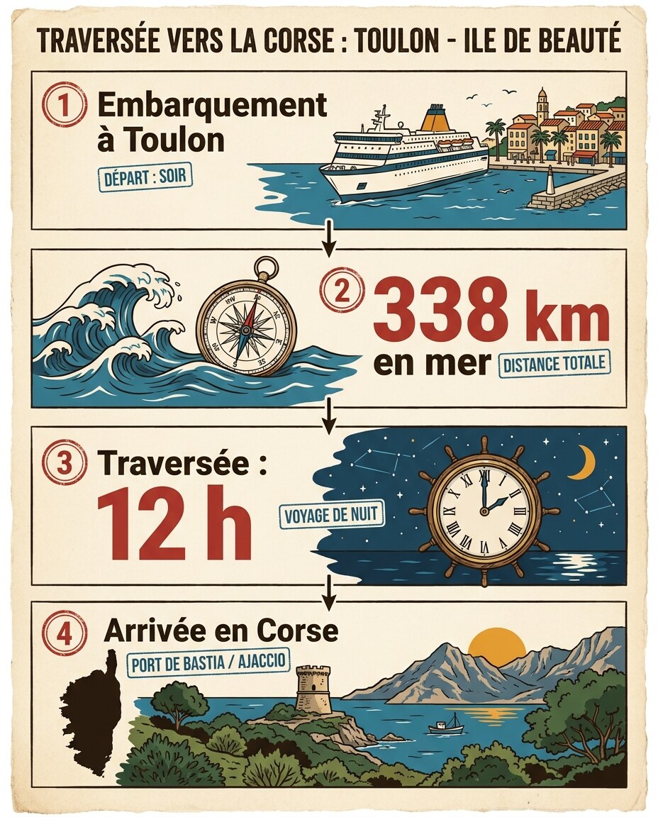 Infographie : durée de traversée et confort à bord