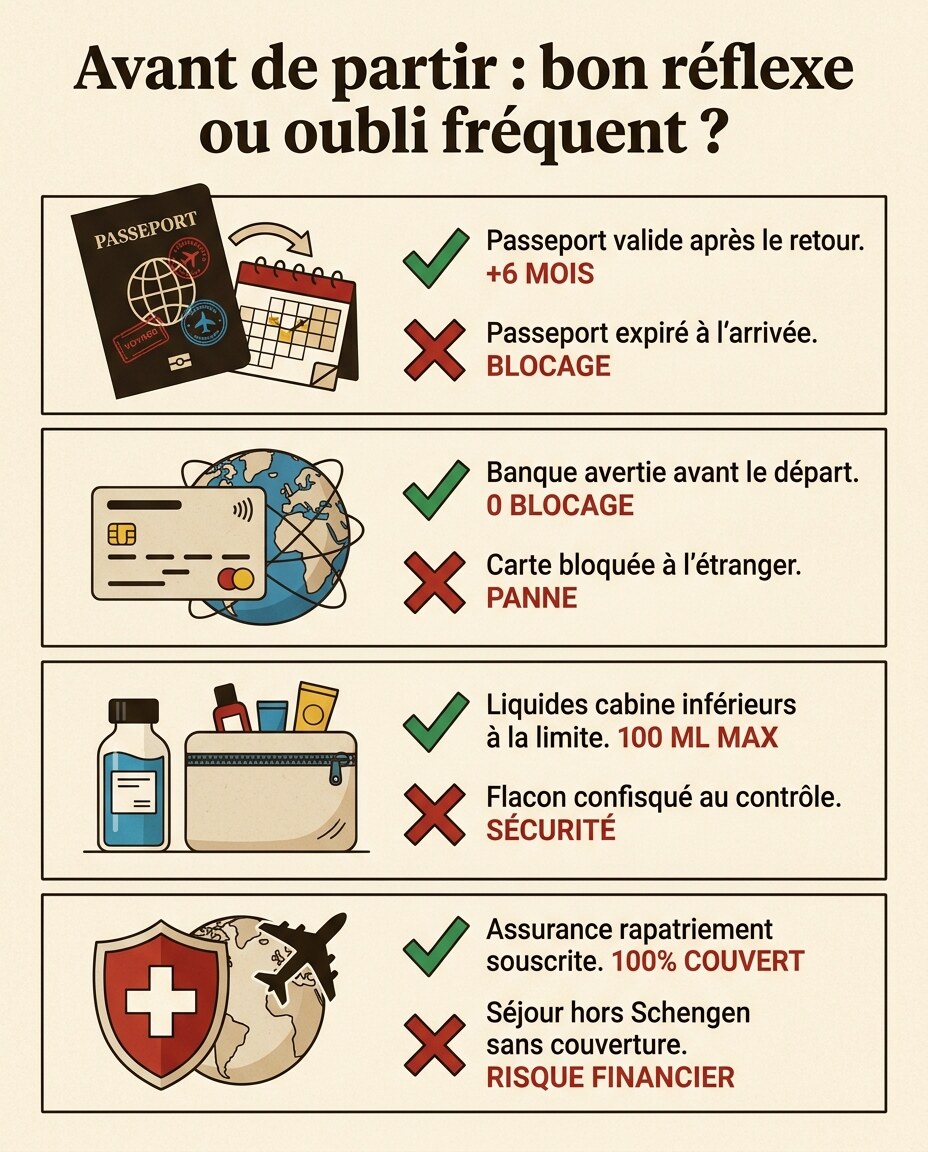 Infographie : gestion administrative et financière avant le départ