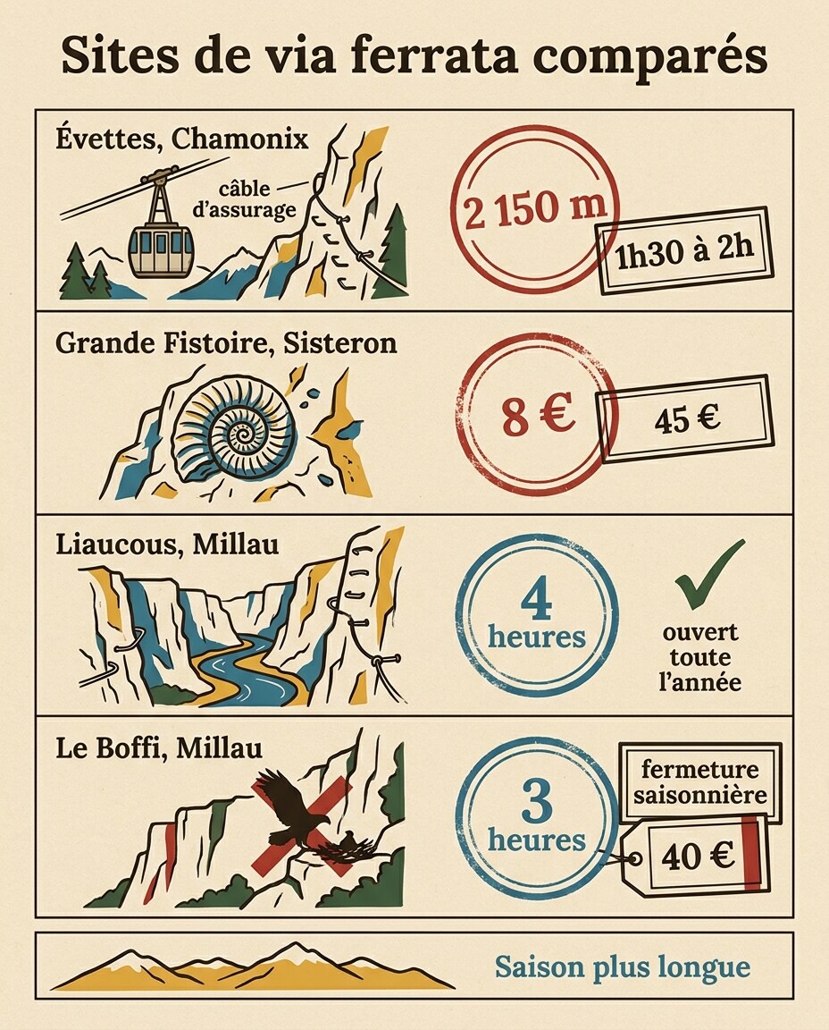 Infographie : localisation des plus belles via ferrata de France selon les régions