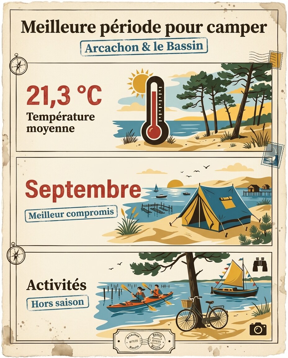Infographie : meilleure période pour camper à arcachon
