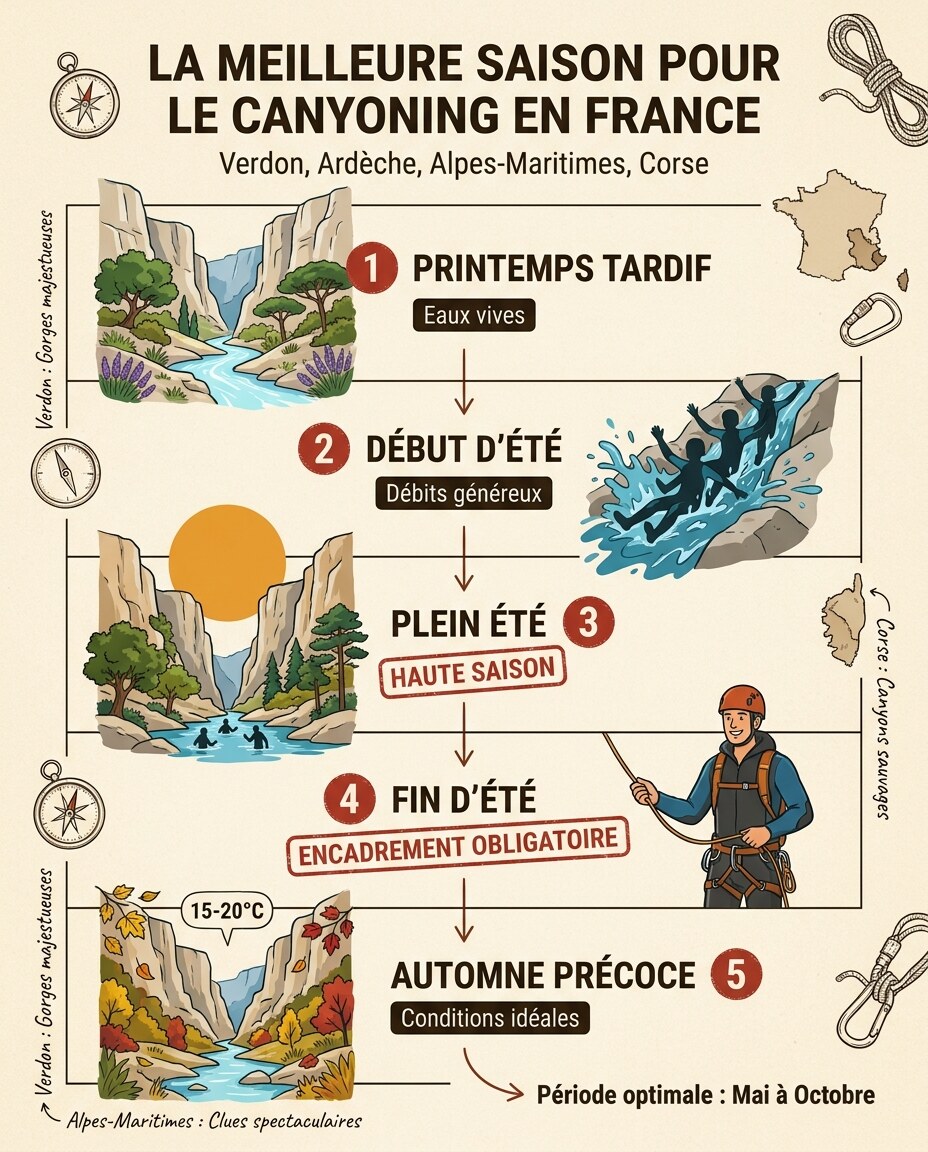 Infographie : meilleure saison pour pratiquer le canyoning