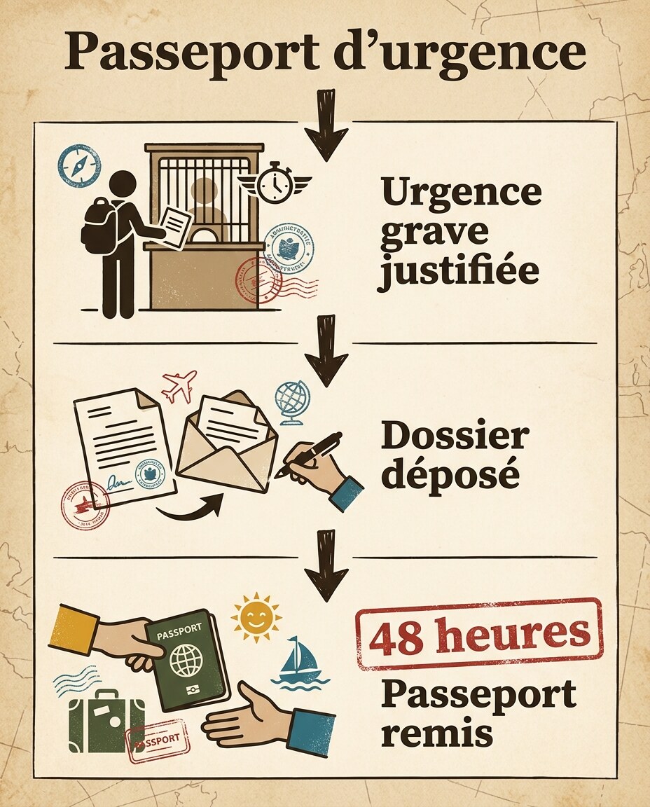 Infographie : passeport d'urgence : seules urgences graves acceptées