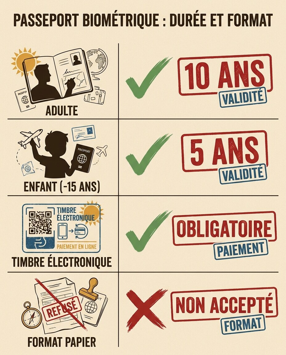 Infographie : prix du passeport biométrique : tarifs 2026