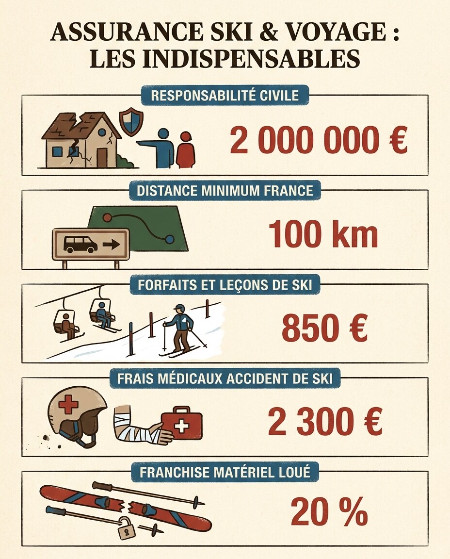 Schéma : responsabilité civile et activités spéciales couvertes par votre carte Gold