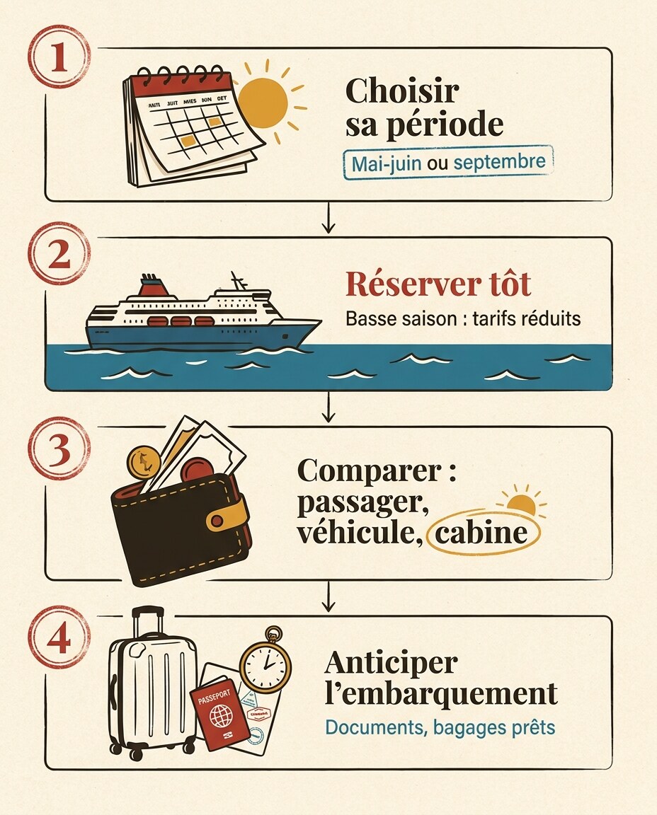 Infographie : tarifs et meilleure période pour réserver son ferry