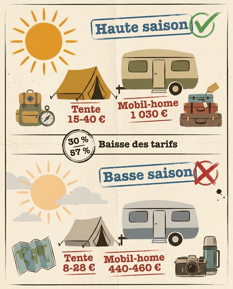 Infographie : calendrier des tarifs mensuels et meilleures saisons de visite