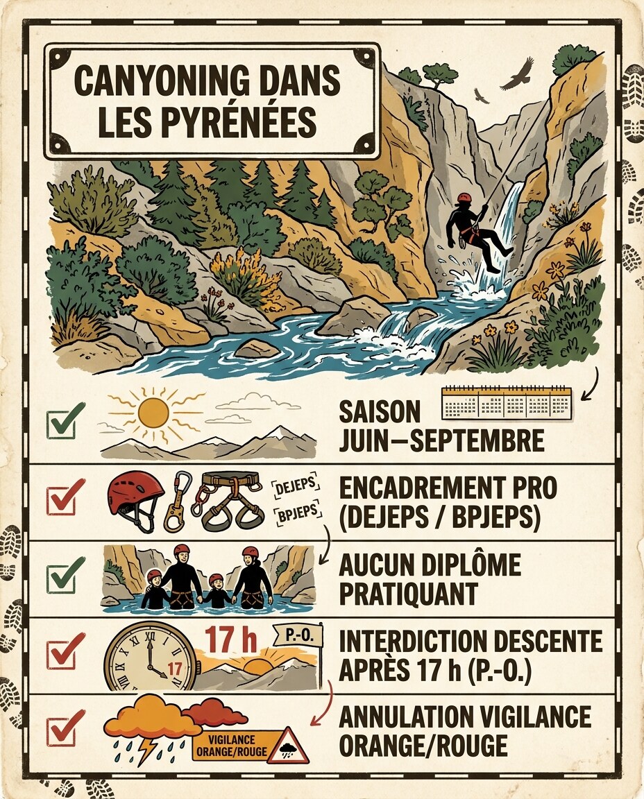 Infographie : tarifs et organisation d'une sortie canyoning
