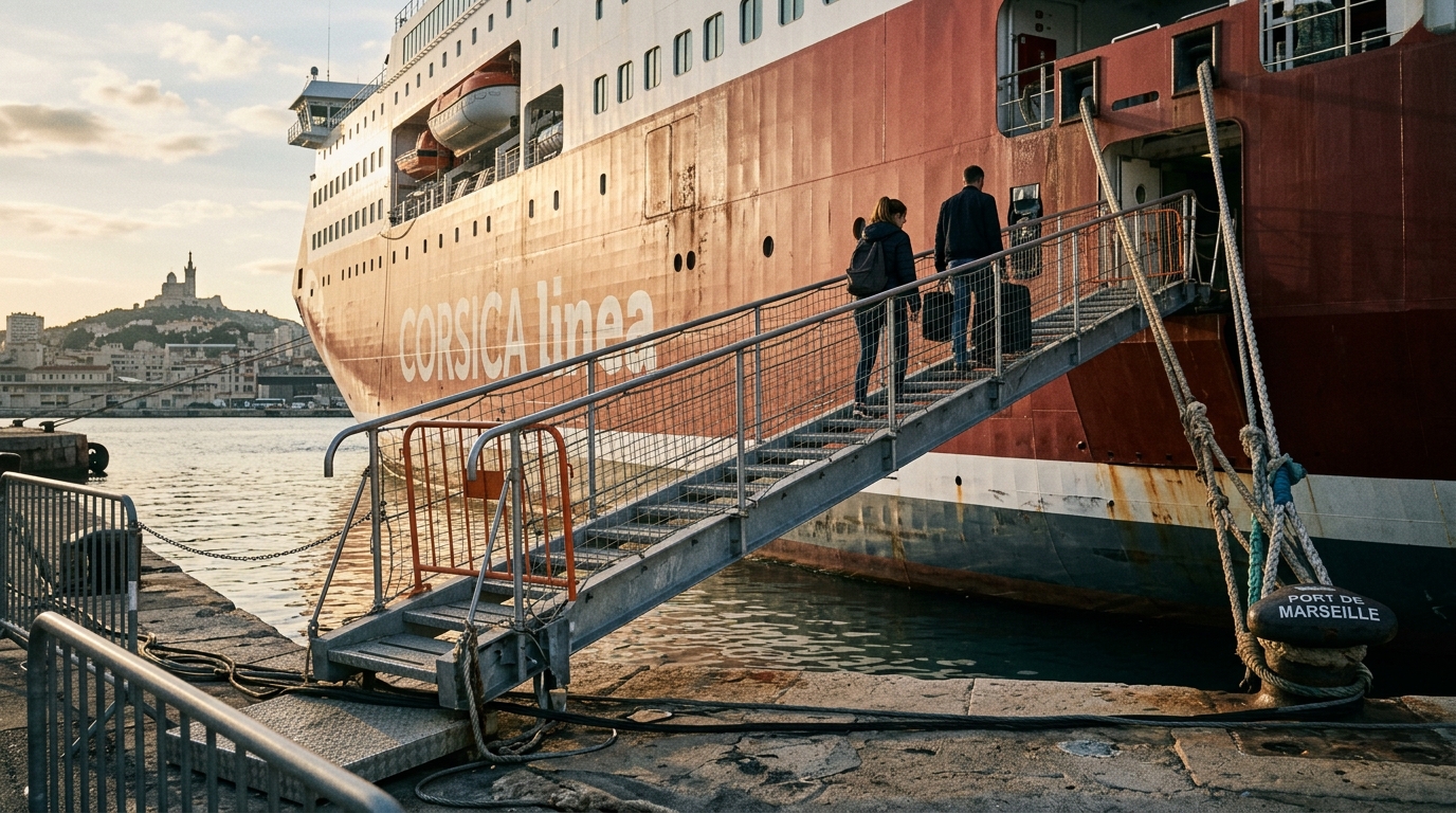 Ferry reliant Marseille aux ports corses au départ du port de Marseille