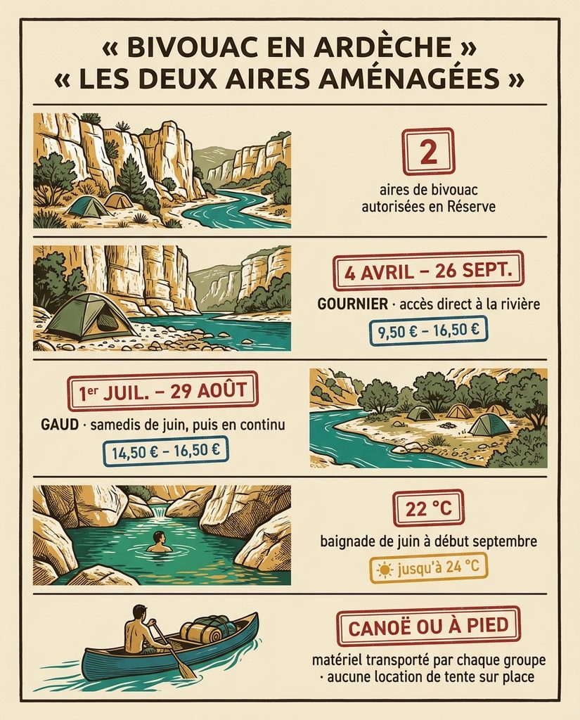 Infographie : liste verticale de repères chiffrés sur fond kraft, style carnet de voyage