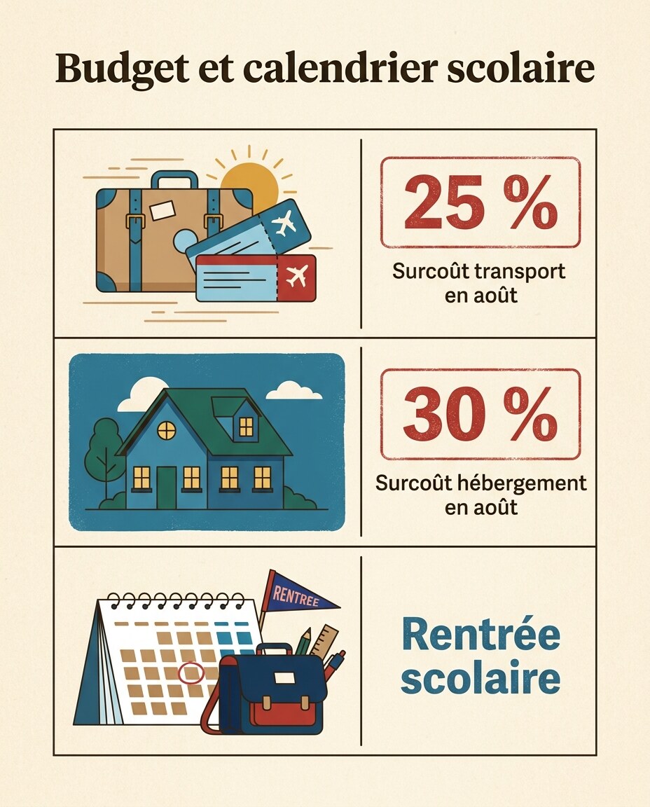 Schéma : tableau comparatif pour arbitrer entre budget, climat et calendrier scolaire