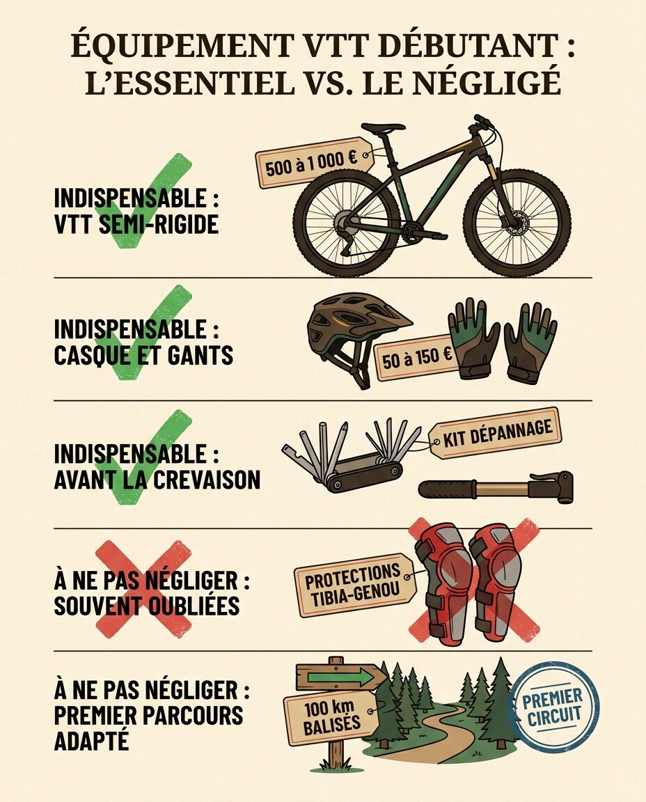 Infographie : comparatif vertical de critères avec coches vertes et croix rouges sur fond kraft