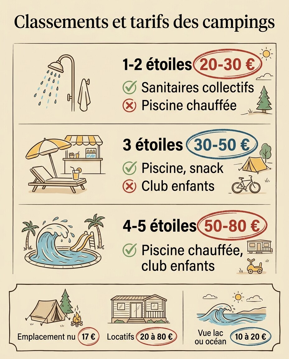 Infographie : carte et liste des meilleurs campings et hébergements dans les Landes