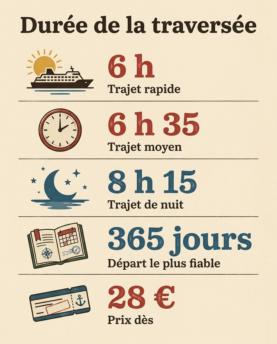 Infographie : liste verticale de cinq repères chiffrés empilés en rangées.