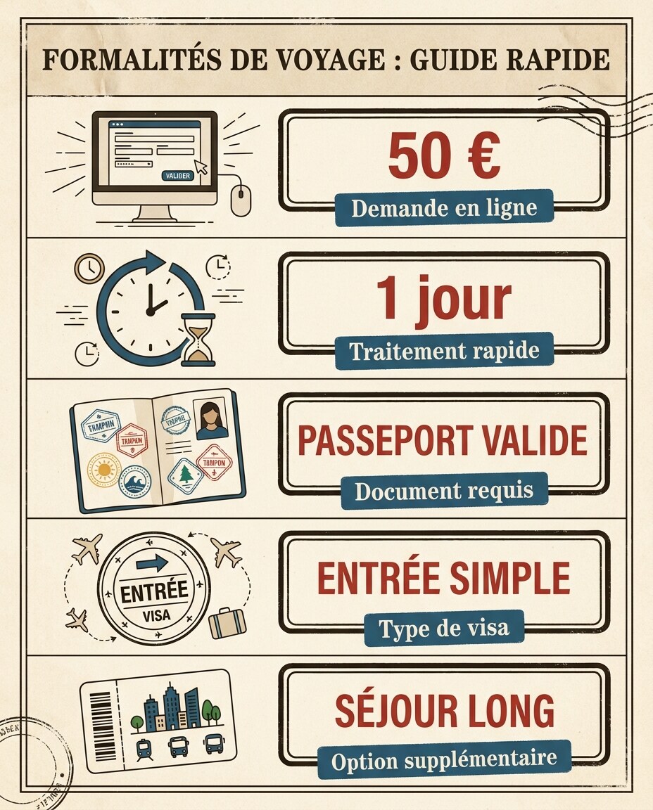 Infographie : liste verticale de six repères chiffrés avec illustrations