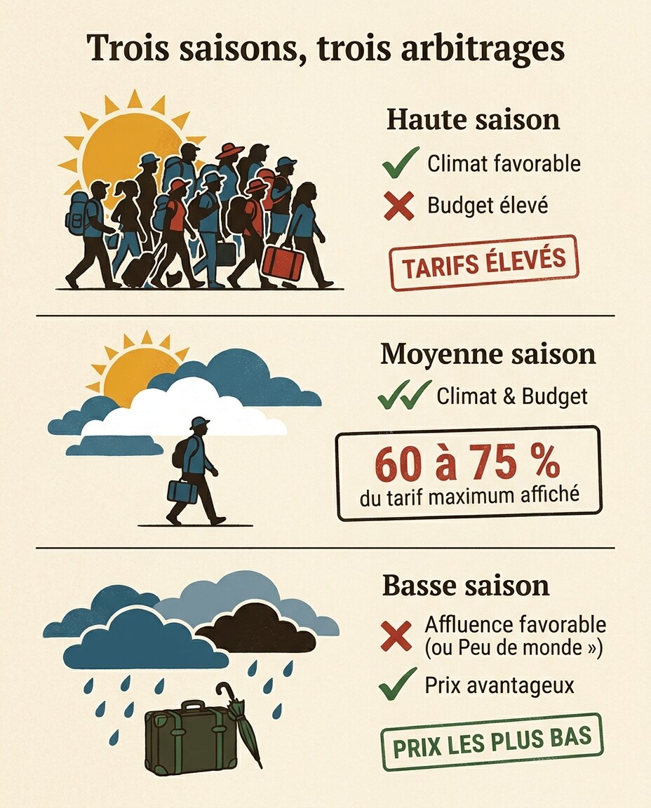 Infographie : guide des trois saisons pour optimiser votre choix de la saison