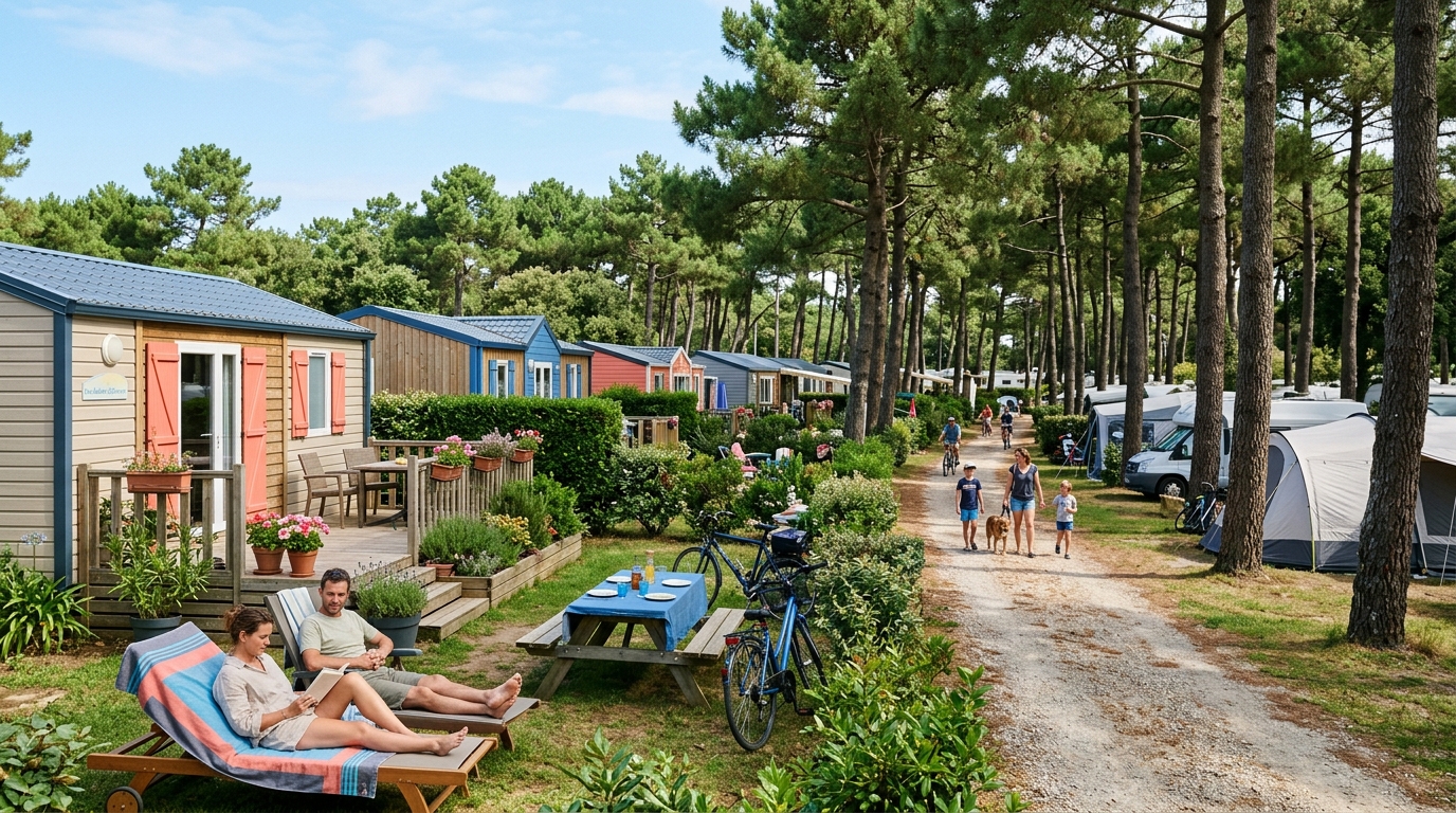 Camping aux Sables-d'Olonne en été avec plages de sable fin et nature vendéenne exceptionnelle