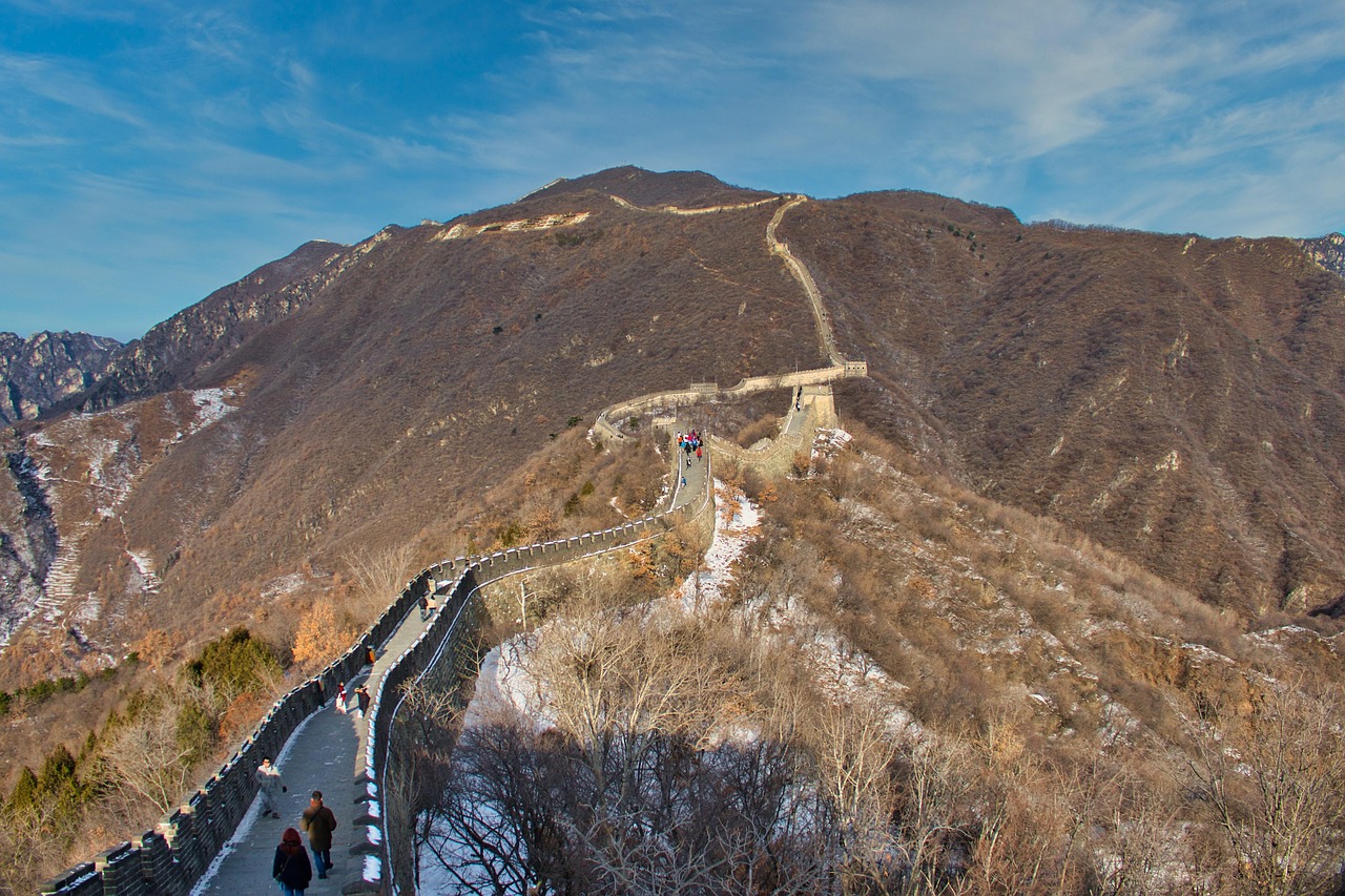 Muraille de Chine à Mutianyu en montagne en hiver