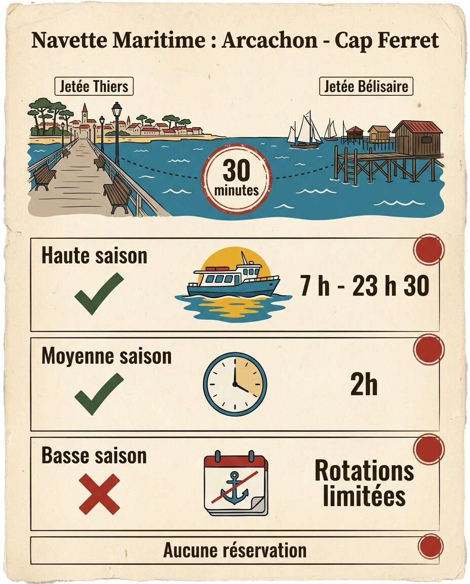 Infographie : comparatif en rangées avec coches vertes et croix rouges par critères.